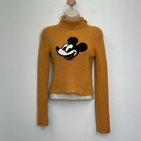 Forever 21 - Disney X Mickey Mouse Retro Yellow Crop Turtleneck Size Small - Picture 2 of 10